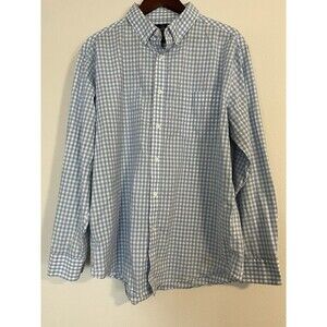 Nat Nast Shirt Men’s XL Blue Gingham Plaid Long‎ Sleeve Button Up Dress